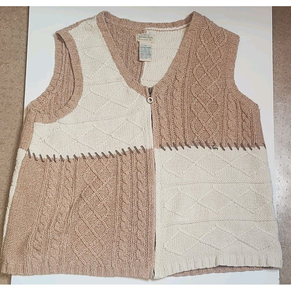 Vintage St. John's Bay Cable Knit Sweater Vest Colorblock Size 2X